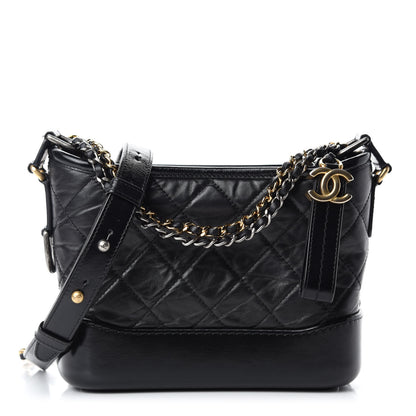 Chanel Aged Calfskin Quilted Small Gabrielle Hobo Black 1 of 11