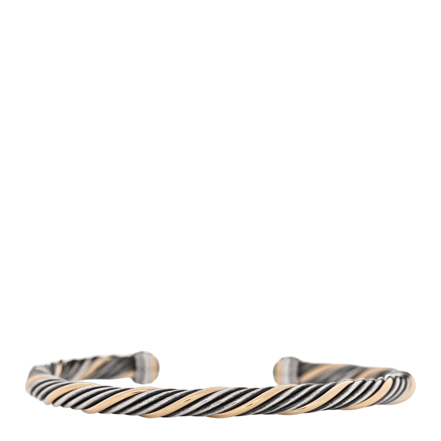 Sterling Silver 18K Yellow Gold 5mm Twist Cable Cuff Bracelet