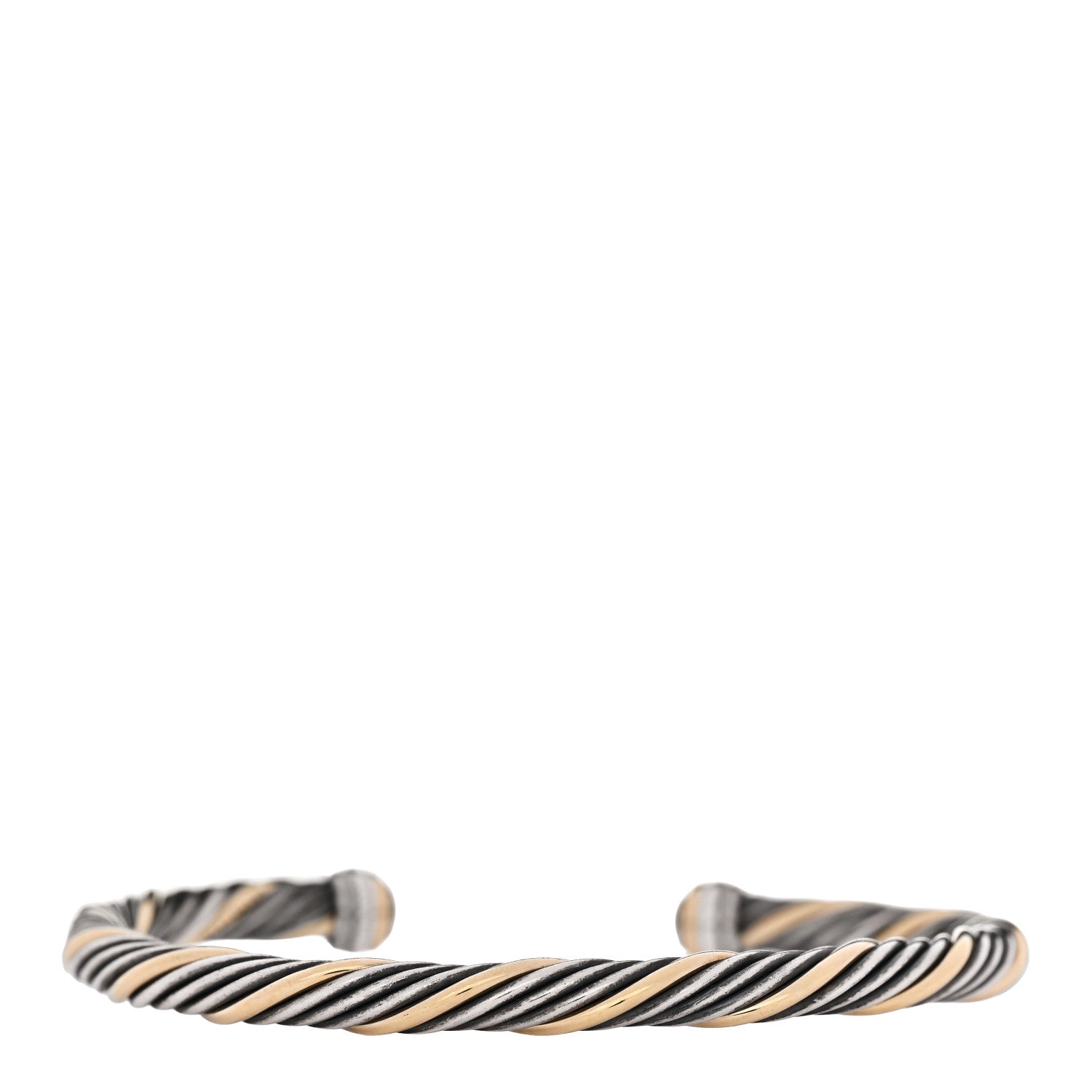 David Yurman Sterling Silver 18K Yellow Gold 5mm Twist Cable Cuff Bracelet 2 of 4