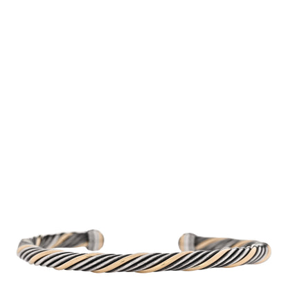 David Yurman Sterling Silver 18K Yellow Gold 5mm Twist Cable Cuff Bracelet 2 of 4