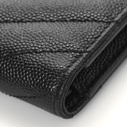 Saint Laurent Grain De Poudre Matelasse Chevron Monogram Zipped Two-Part Wallet Black 8 of 9