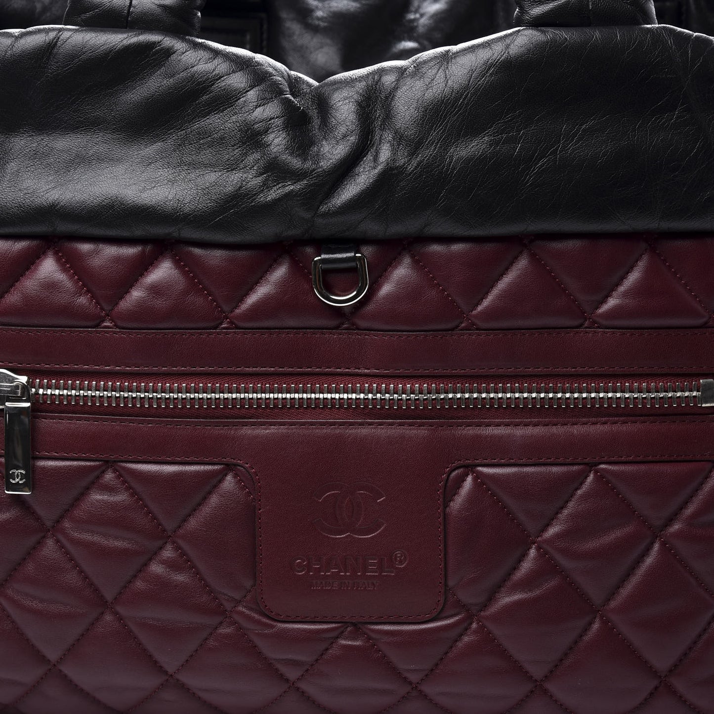 Lambskin Quilted Medium Coco Cocoon Reversible Tote Black