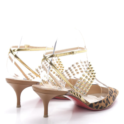 Christian Louboutin Veau Velours PVC Specchio Nappa Leopard Print Levita 55 Pumps 37.5 Caramel 4 of 8