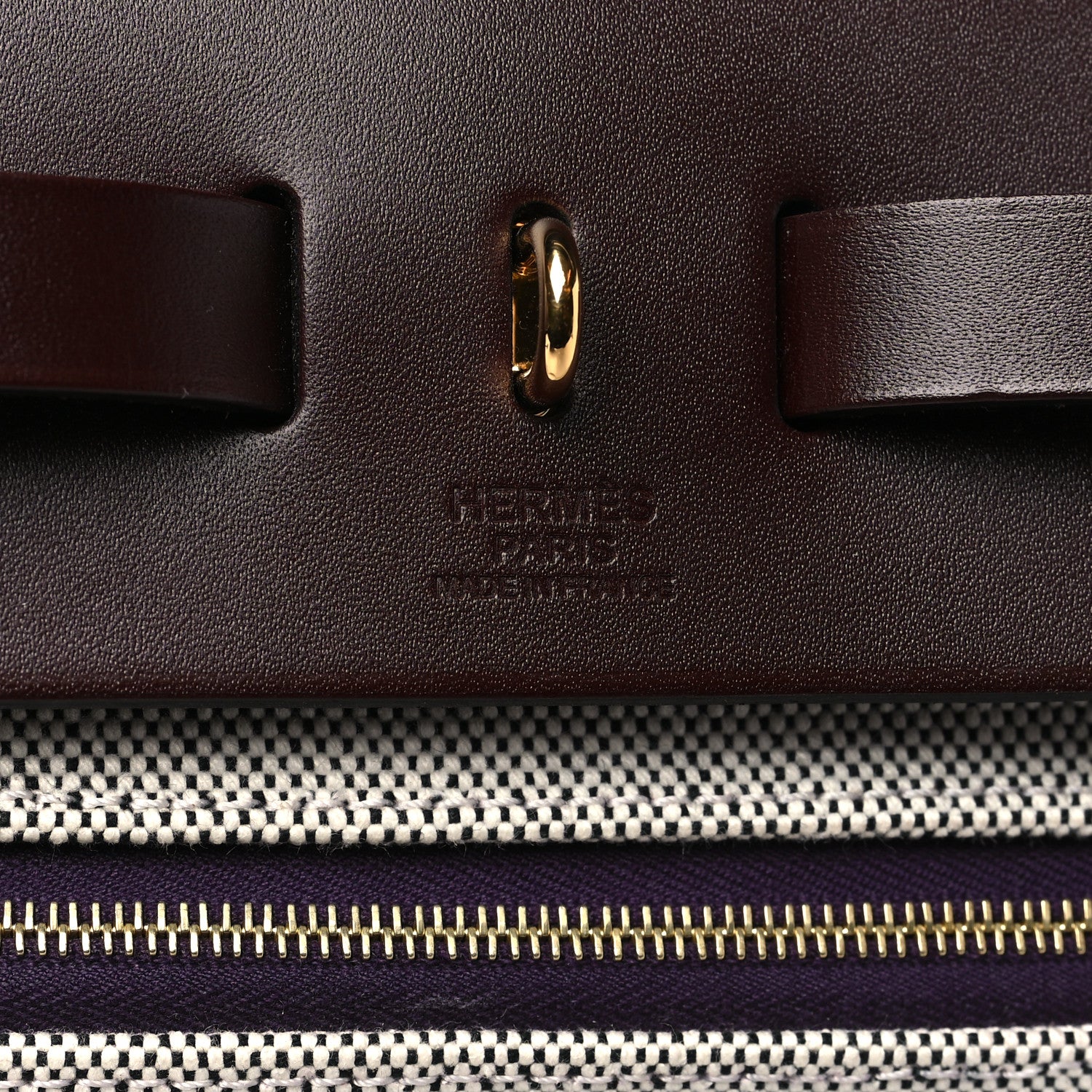 Hermes Toile H Berline Vache Hunter Herbag Zip PM 31 Cassis Ecru Black Rouge Sellier 7 of 11