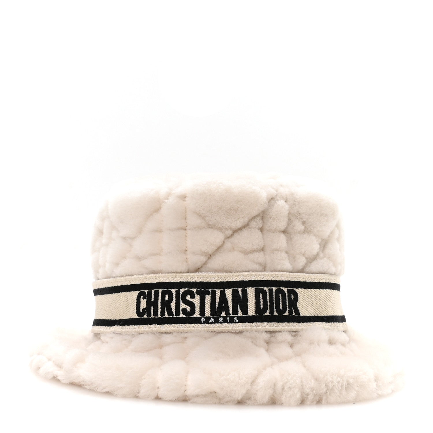 Christian Dior Shearling Cannage D-Bobby Bucket Hat 58 Ecru 3 of 8