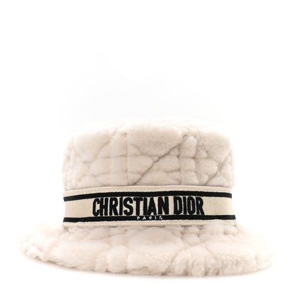 Christian Dior Shearling Cannage D-Bobby Bucket Hat 58 Ecru 3 of 8