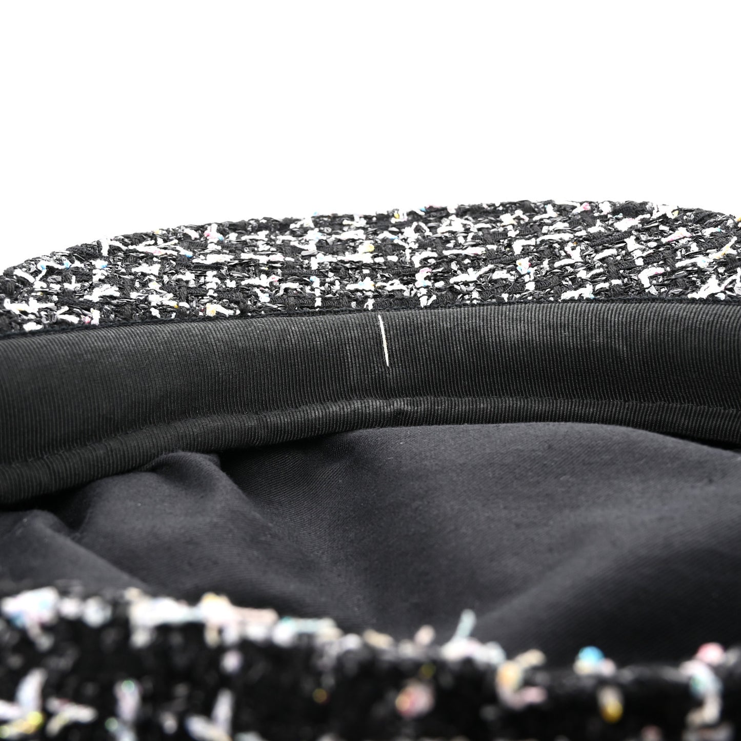 Metallic Tweed Lambskin CC Cap Black White