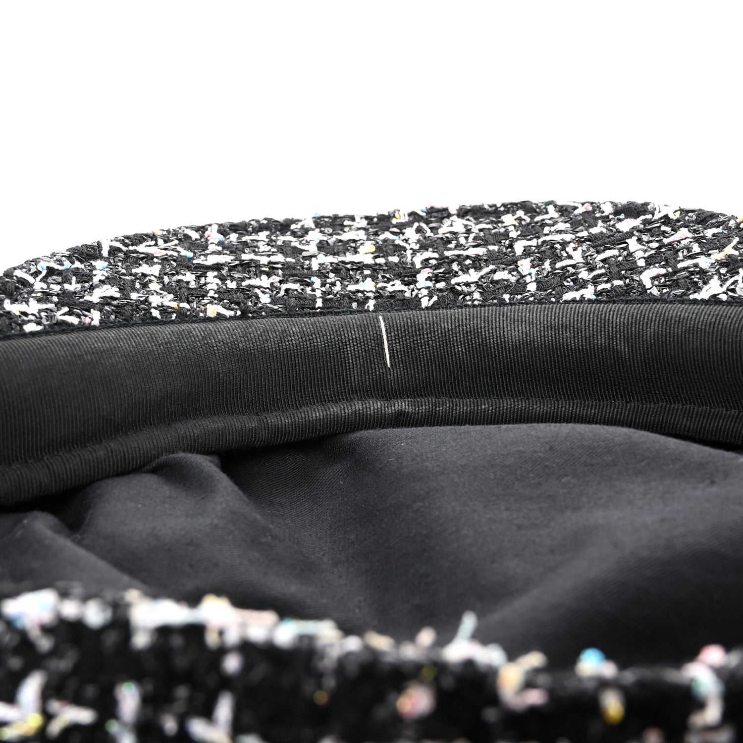 Chanel Metallic Tweed Lambskin CC Cap Black White 10 of 11
