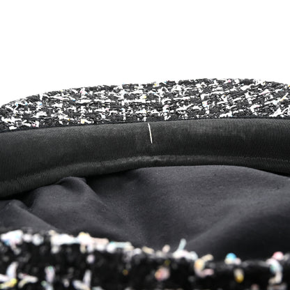 Chanel Metallic Tweed Lambskin CC Cap Black White 10 of 11