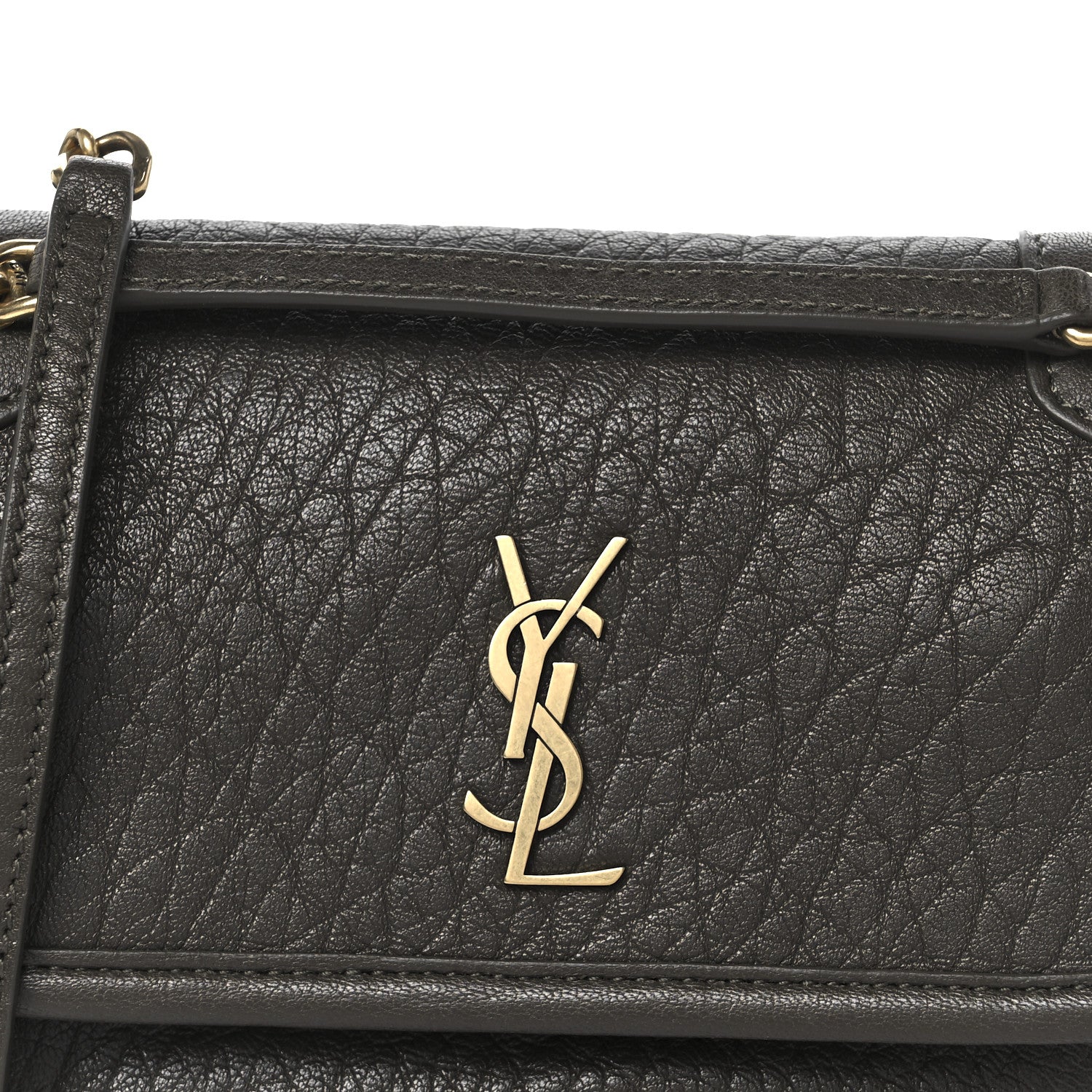 Saint Laurent Grained Lambskin Monogram Mini Niki Chain Satchel Light Musk 8 of 10