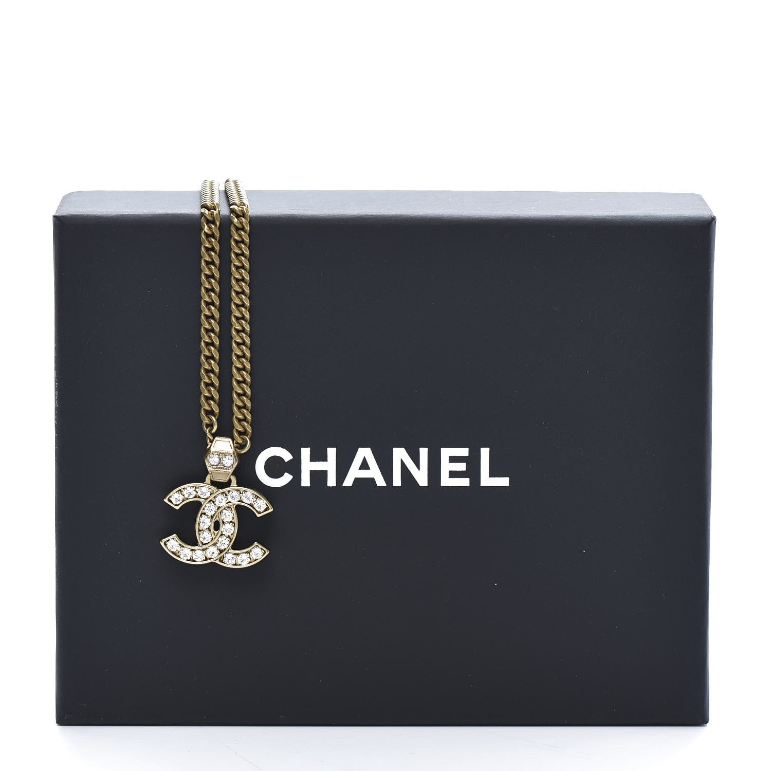 Chanel Crystal CC Pendant Necklace Gold 6 of 6