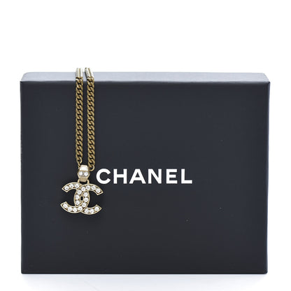 Chanel Crystal CC Pendant Necklace Gold 6 of 6