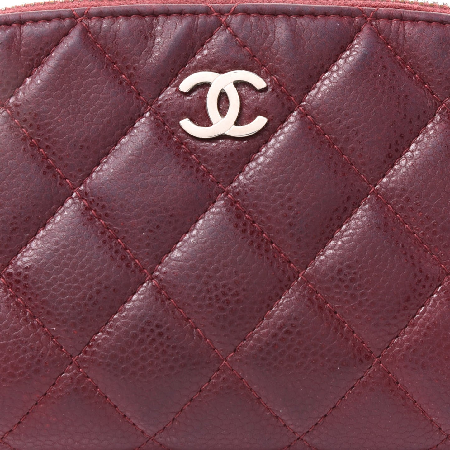 Caviar Quilted Cosmetic Case Burgundy
