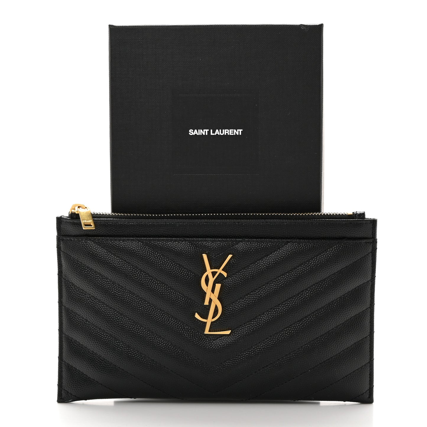 Grain De Poudre Chevron Monogram Bill Pouch Black