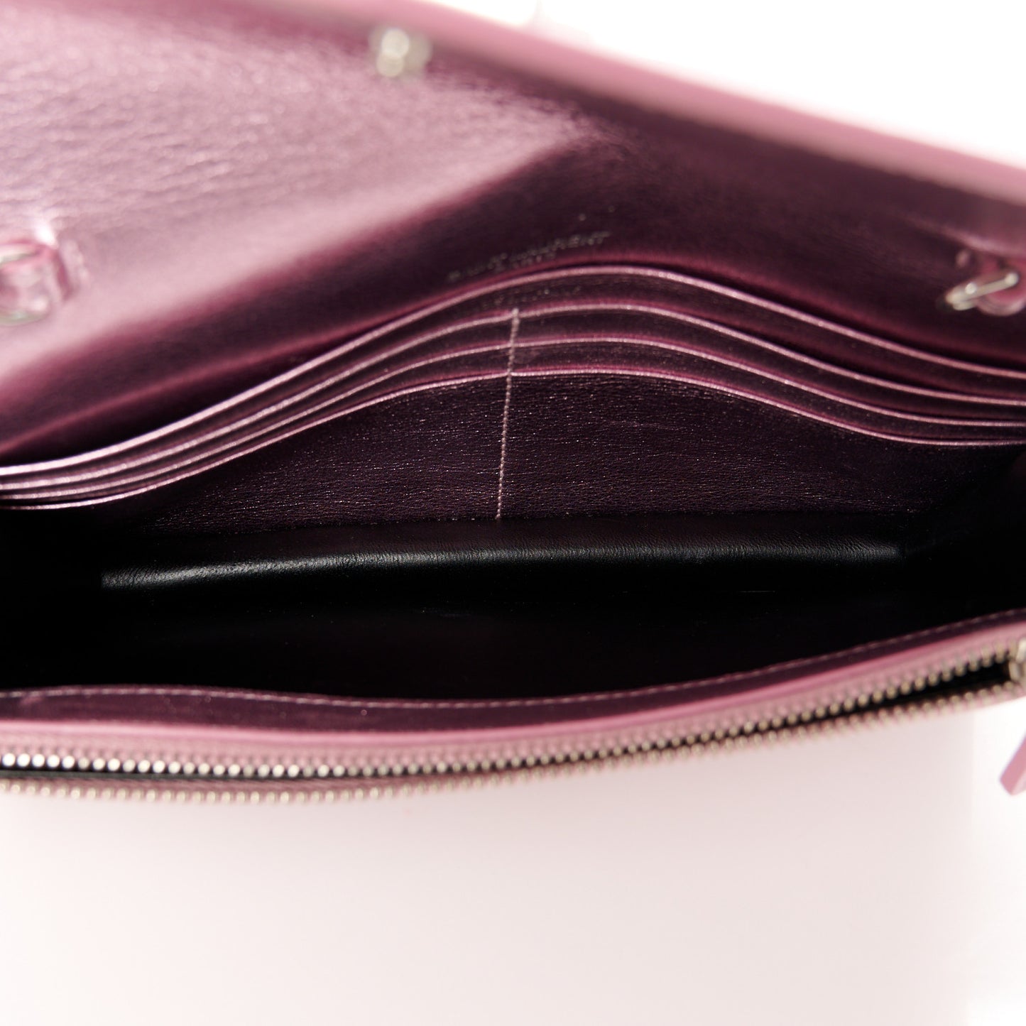 Metallic Calfskin Monogram Envelope Chain Wallet New Azalea