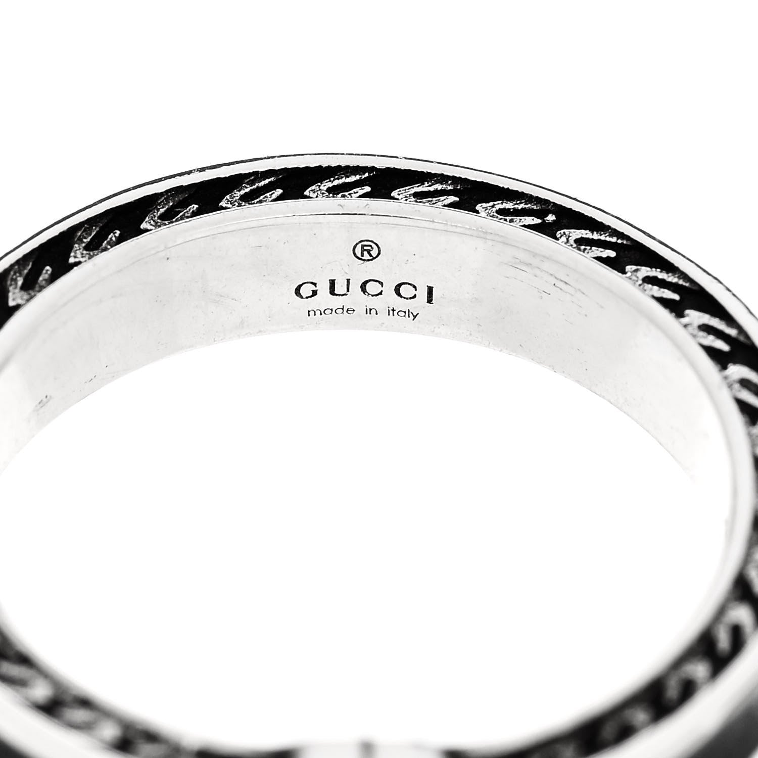 Gucci Sterling Silver Enamel Interlocking G Band Ring 50 5.25 4 of 7
