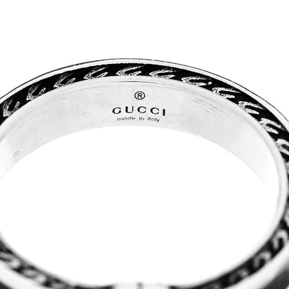Gucci Sterling Silver Enamel Interlocking G Band Ring 50 5.25 4 of 7