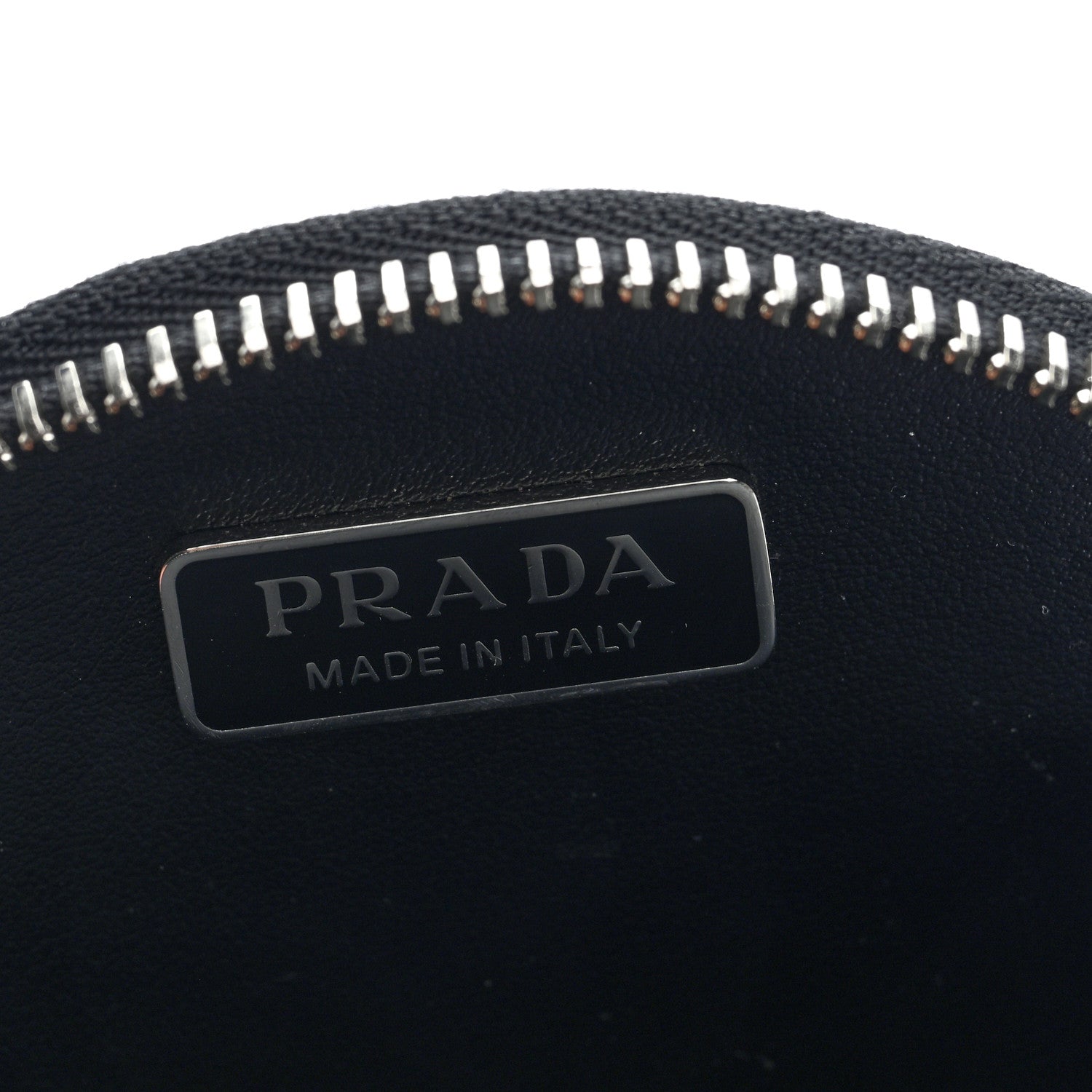 Prada Spazzolato Round Chain Coin Crossbody Pouch  Black 7 of 10