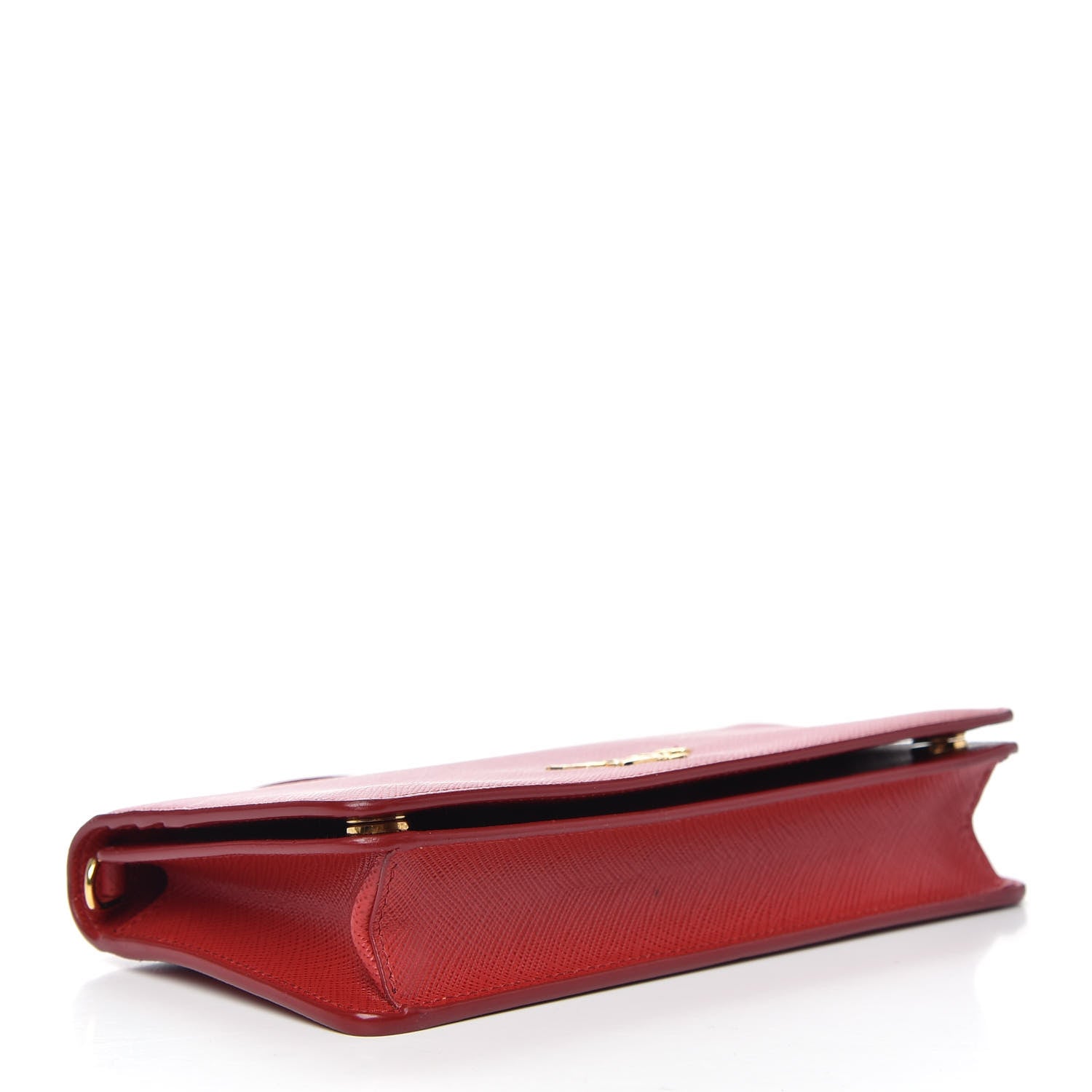 Prada Saffiano Metal Phone Wristlet Crossbody Wallet Fuoco 4 of 6