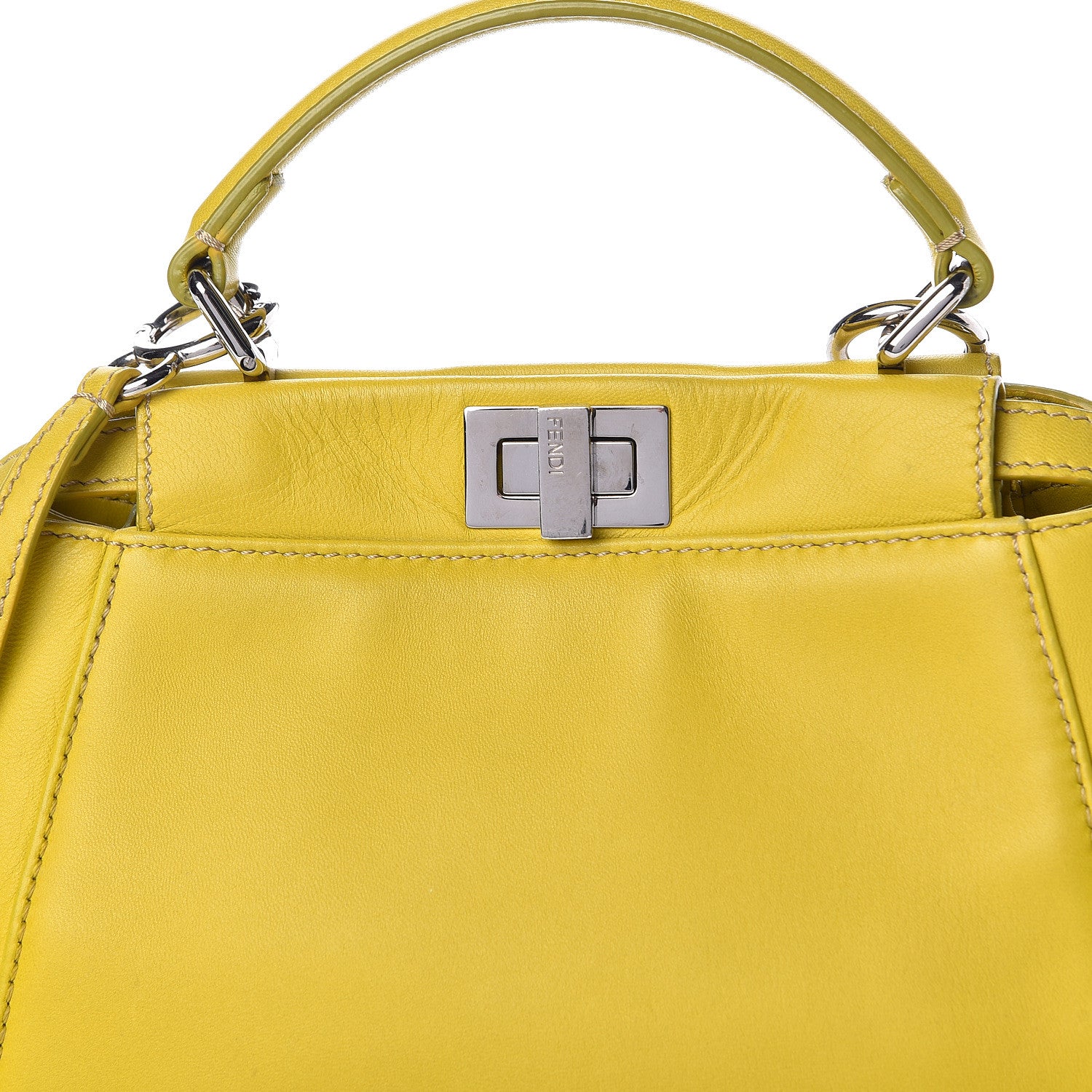 Fendi Nappa Mini Peekaboo Iconic Satchel Lime 19 of 22