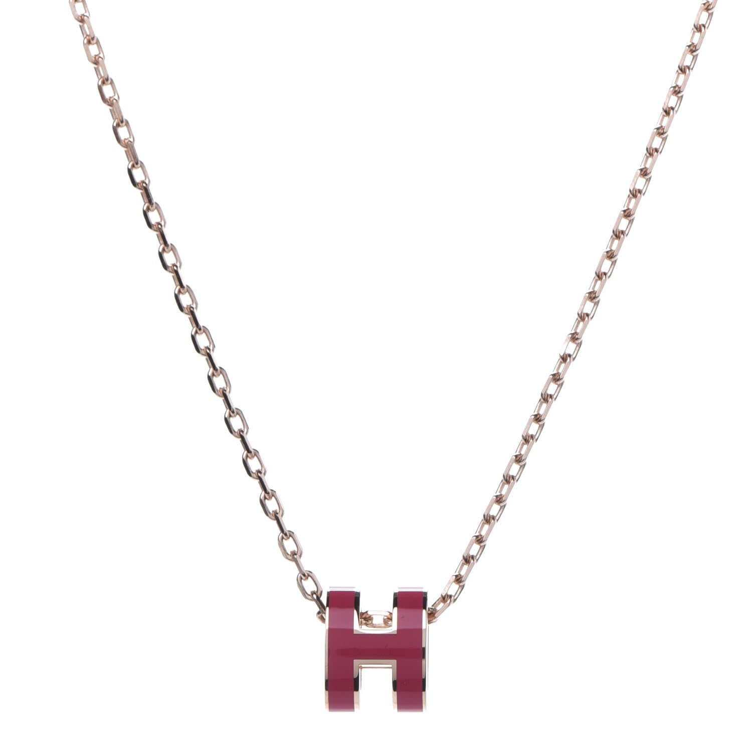 Hermes Lacquered Rose Gold Mini Pop H Pendant Necklace Rose Extreme 1 of 7