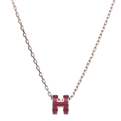 Hermes Lacquered Rose Gold Mini Pop H Pendant Necklace Rose Extreme 1 of 7