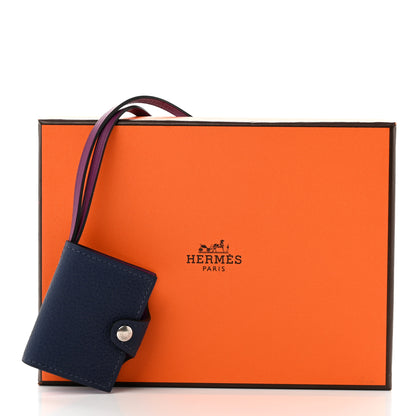 Hermes Togo Swift Verso Ulysse Nano Bag Charm Bleu Saphir Anemone 4 of 4