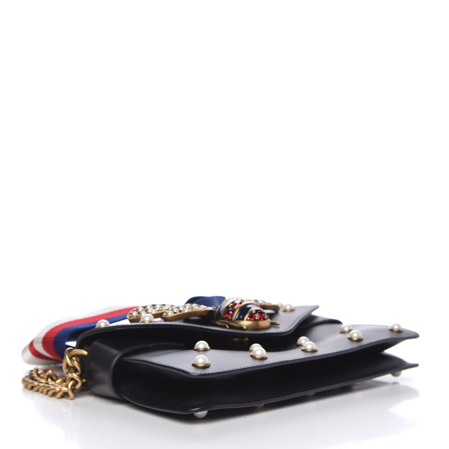 Gucci Nappa Pearl Studded Mini Queen Margaret Broadway Shoulder Bag Black 4 of 10