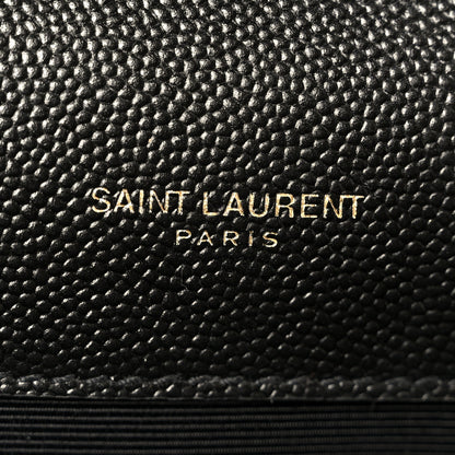 Saint Laurent Grain De Poudre Textured Mixed Matelasse Triquilt Medium Monogram Satchel Black 6 of 11