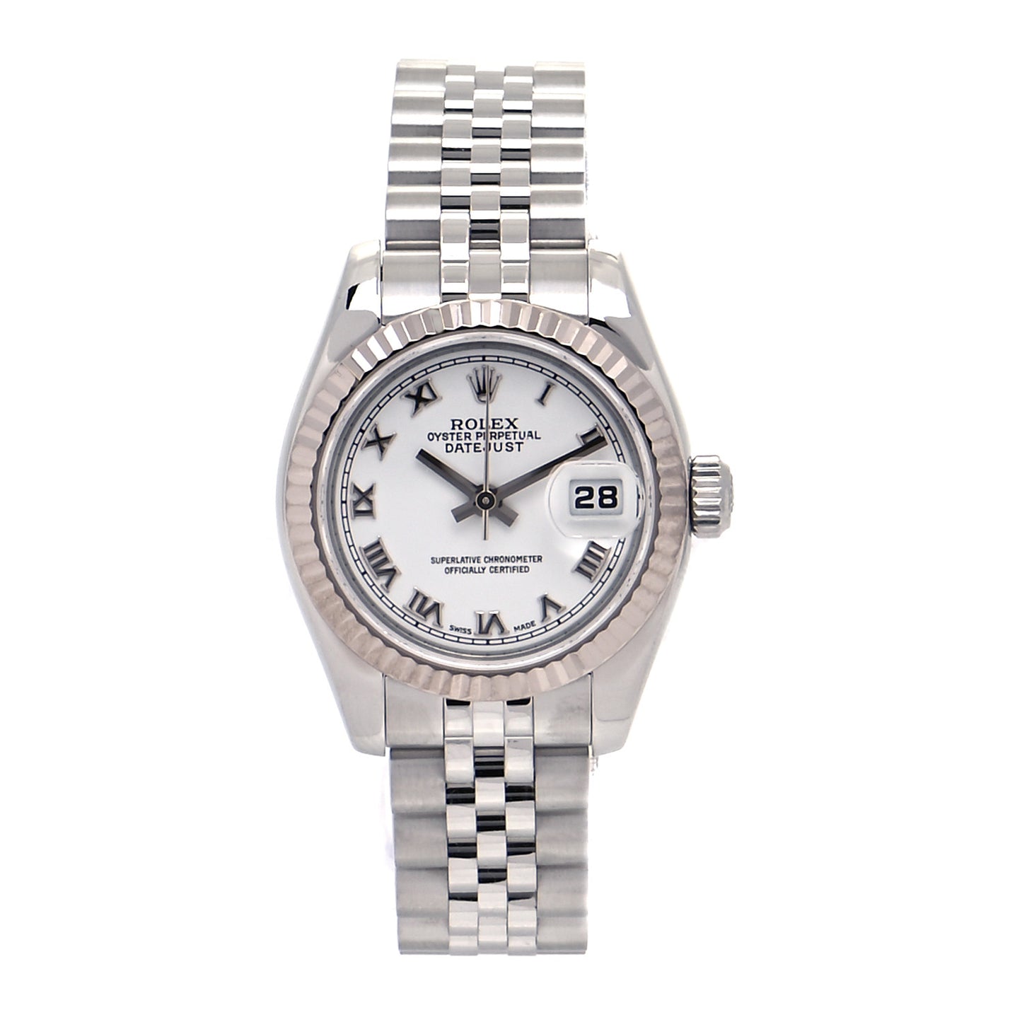 Stainless Steel 18K White Gold 26mm Oyster Perpetual Datejust Watch White Roman 179174