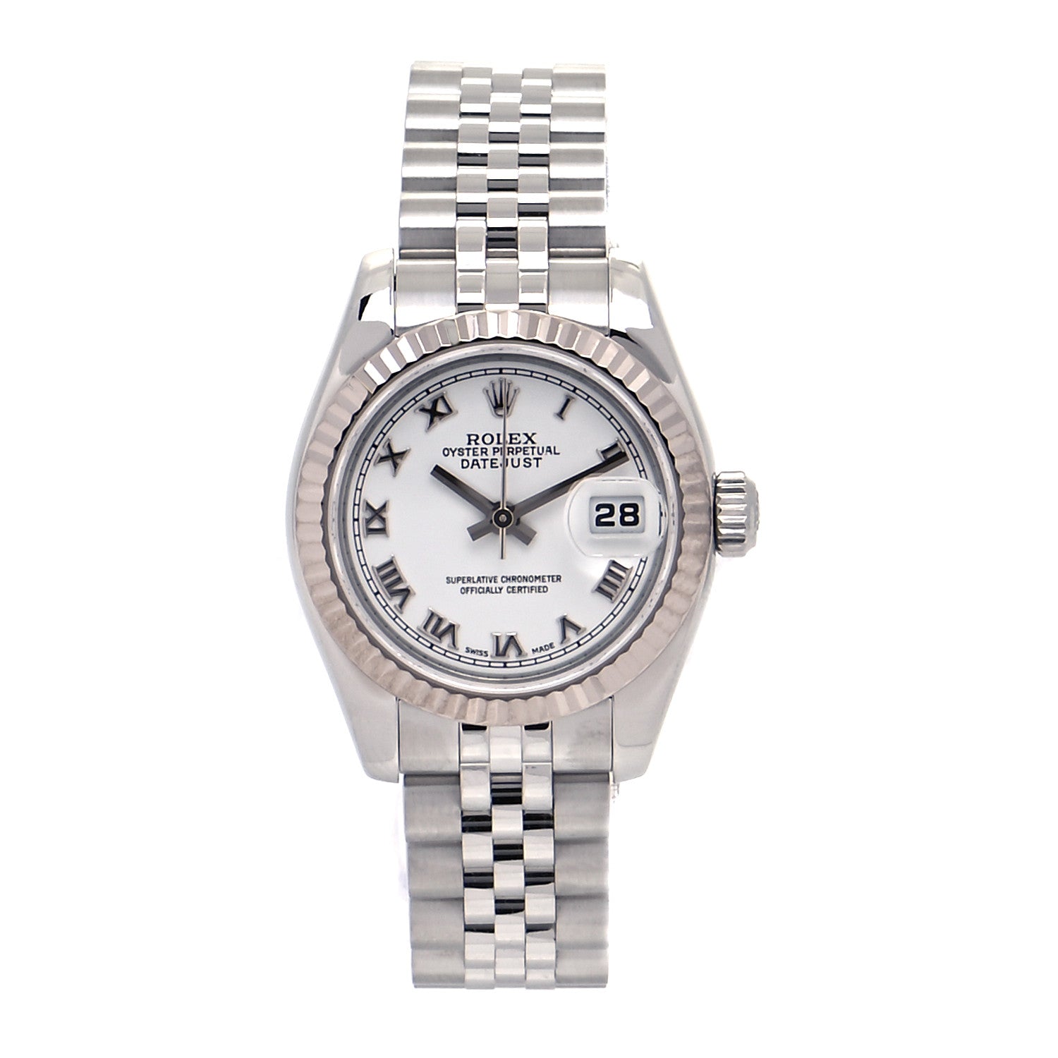 Rolex Stainless Steel 18K White Gold 26mm Oyster Perpetual Datejust Watch White Roman 179174 1 of 6