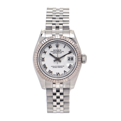 Rolex Stainless Steel 18K White Gold 26mm Oyster Perpetual Datejust Watch White Roman 179174 1 of 6