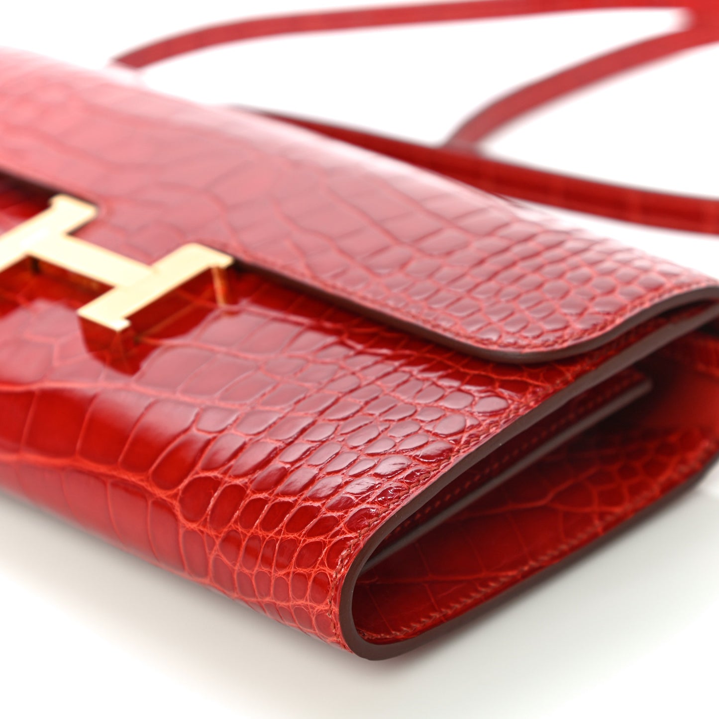 Shiny Alligator Constance Long Wallet To Go Sanguine
