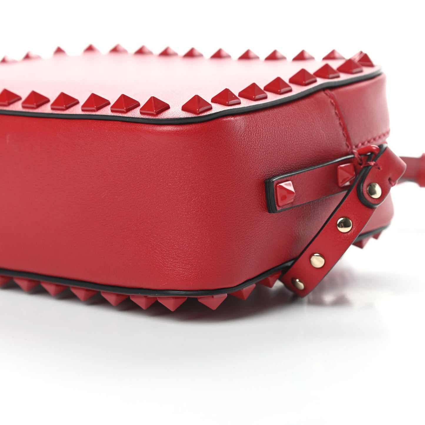 Calfskin Monochrome Rockstud Camera Crossbody Bag Rosso Valentino