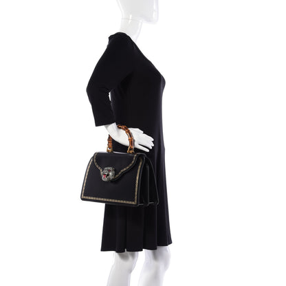 Gucci Calfskin Bamboo Medium Thiara Top Handle Bag Black 2 of 11