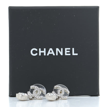 Chanel Crystal CC Teardrop Earrings Silver 5 of 5