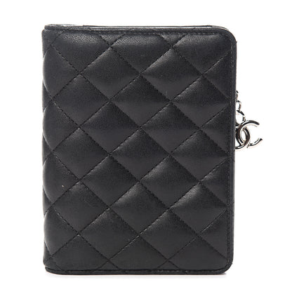 Chanel Lambskin Quilted Zip Around Coin Purse Wallet Black 1 of 10