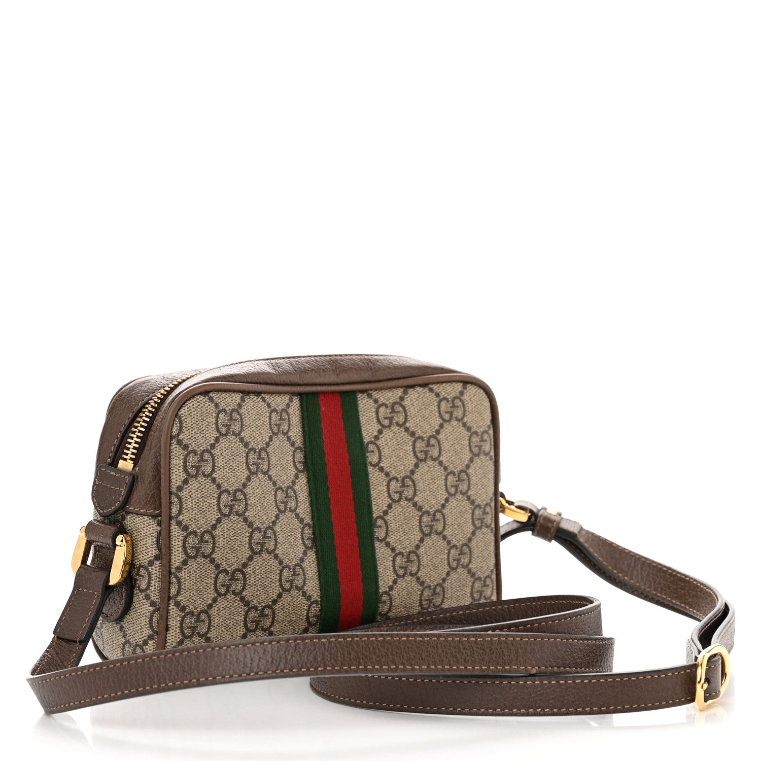 Gucci GG Supreme Monogram Web Mini Ophidia Shoulder Bag Brown 3 of 16