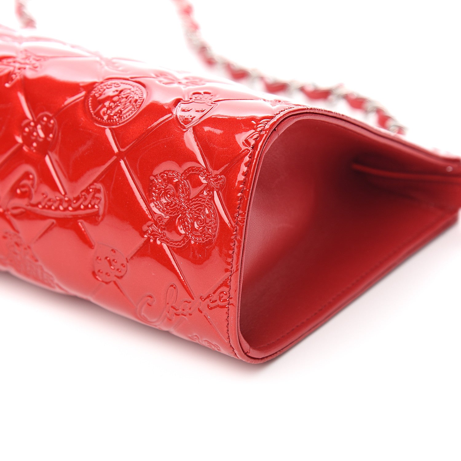 Chanel Patent Calfskin Lucky Symbols Pochette Red 8 of 9