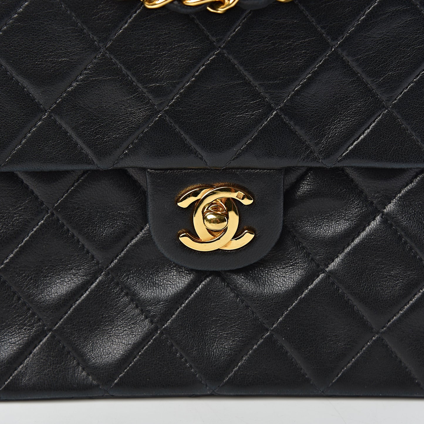 Lambskin Quilted Mini Square Flap Black