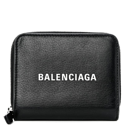 Balenciaga Calfskin Logo Zip Around Card Holder Black 1 of 9