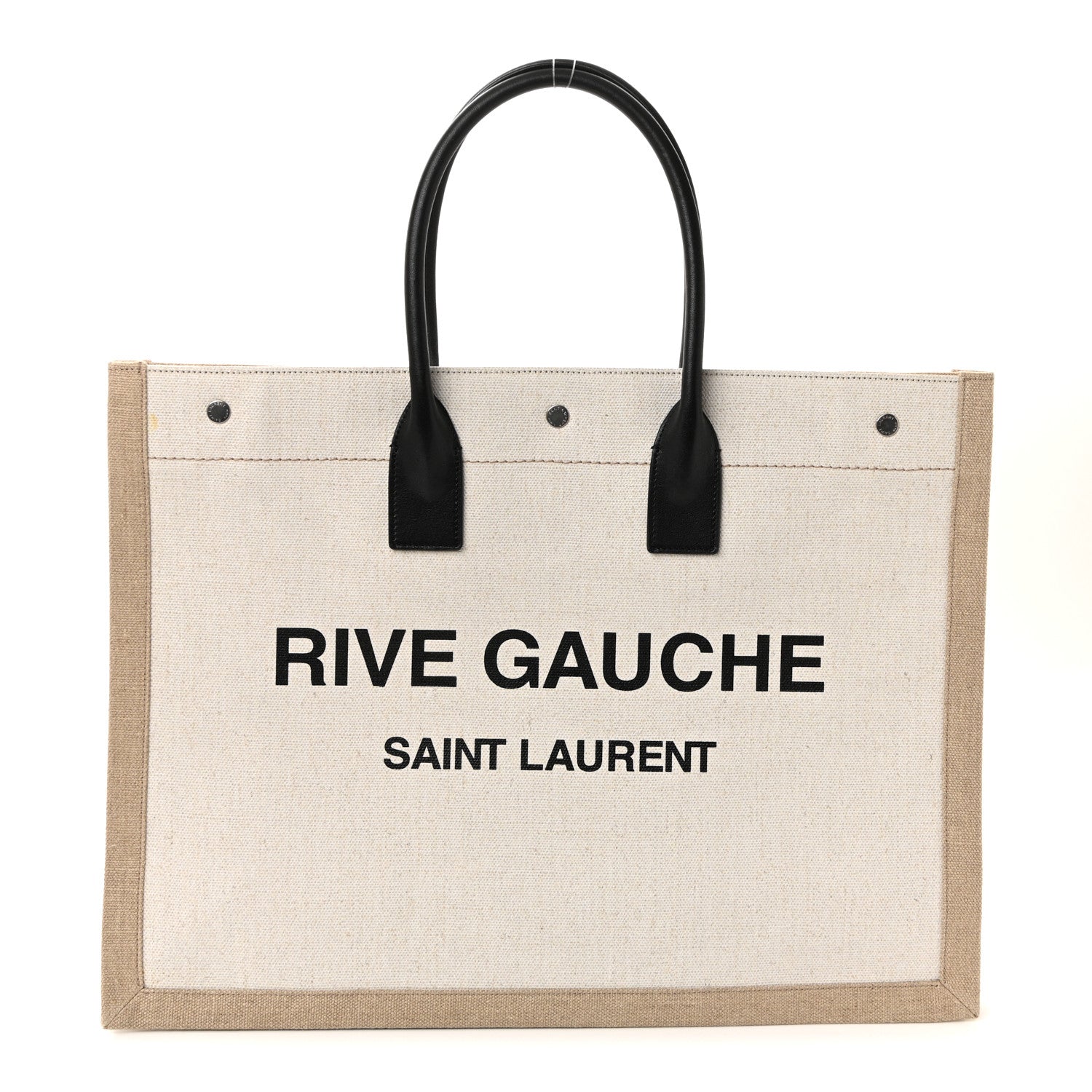 Saint Laurent Linen Calfskin Rive Gauche Tote Optic White 1 of 9