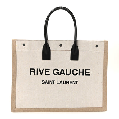 Saint Laurent Linen Calfskin Rive Gauche Tote Optic White 1 of 9
