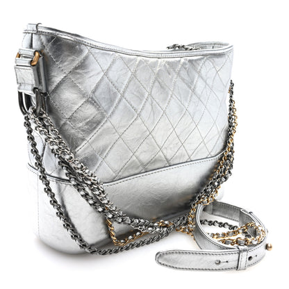 Chanel Metallic Lambskin Calfskin Quilted Medium Gabrielle Hobo Silver 3 of 10