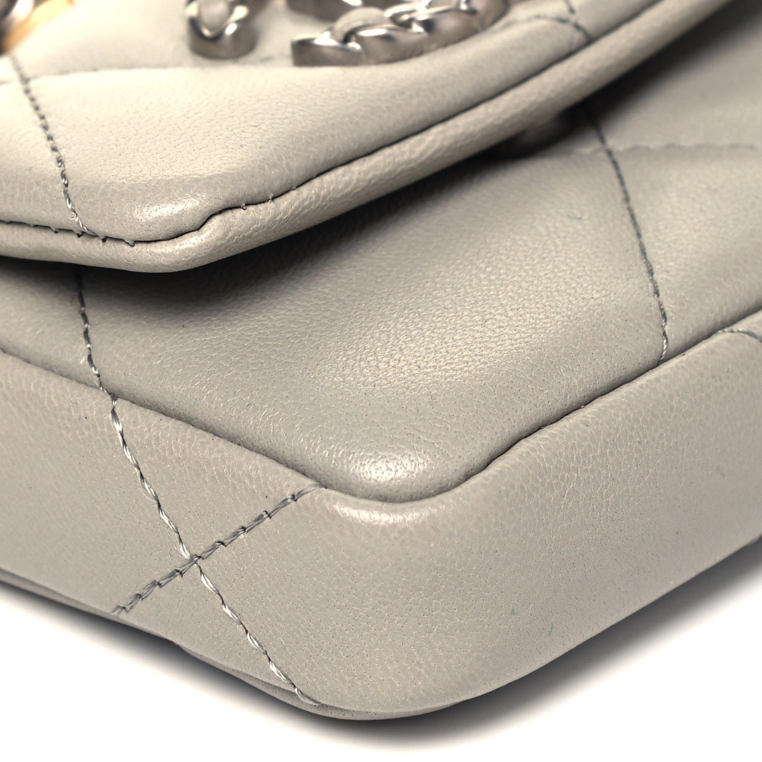 Chanel Lambskin Quilted Chanel 19 Flap Belt Bag Grey 7 of 9