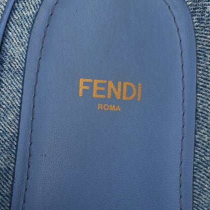 Fendi Denim Jacquard FF Womens Fendi Feel Buckled Mules 40 Blue 9 of 11