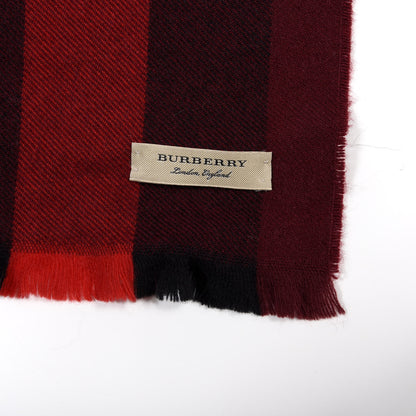 Burberry Wool Cashmere Giant Exploded Check Fringe Scarf Claret 3 of 3