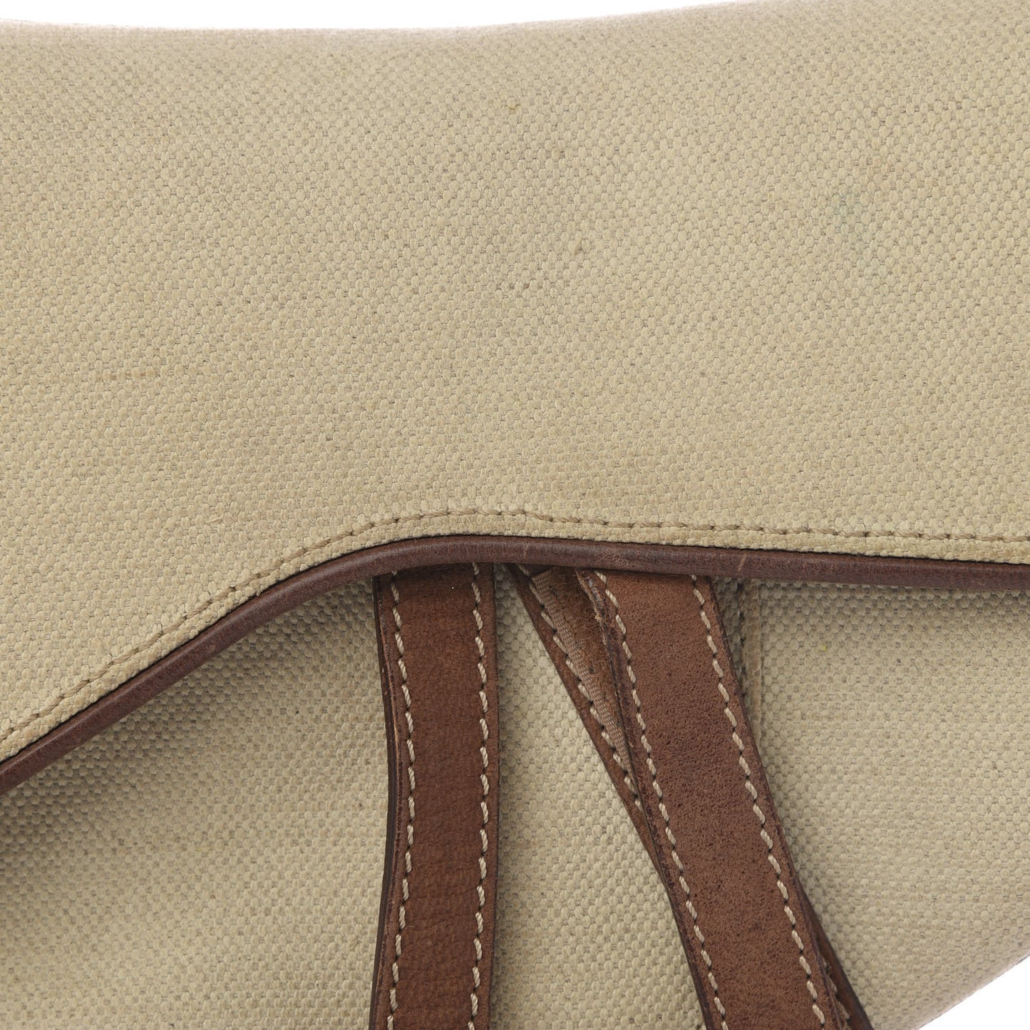 Canvas Calfskin Saddle Bag Beige