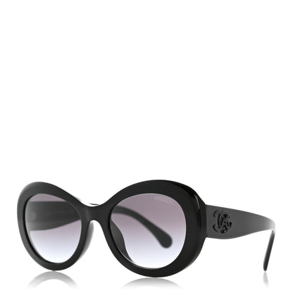 Chanel Acetate Polarized Oval CC Sunglasses 5469-B-A Black 1 of 8