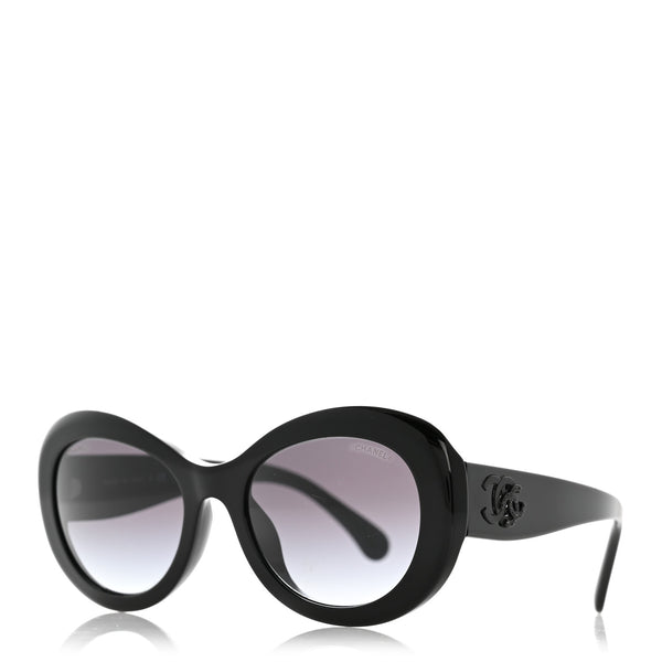 Chanel Acetate Polarized Oval CC Sunglasses 5469-B-A Black 1853249